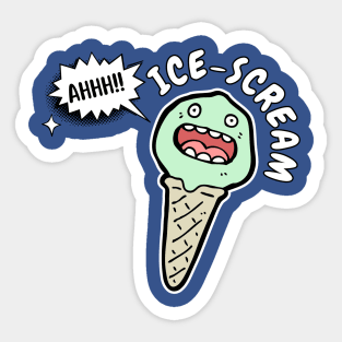 I Scream Funny Screaming Ice Cream Pun Birthday Gift Idea For Ice Cream Lover Sticker